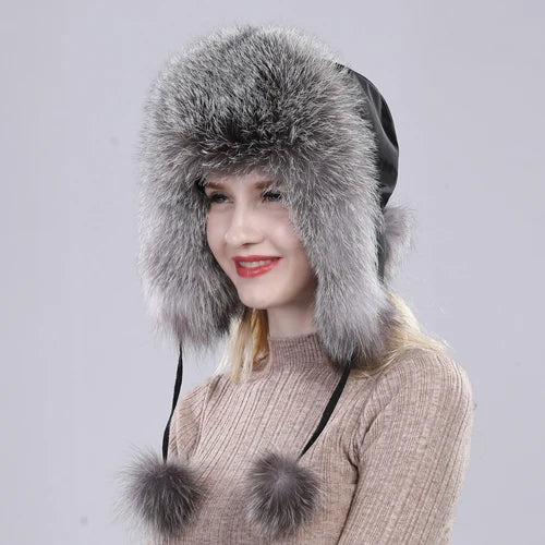 Women Fox Fur Style Winter Hat