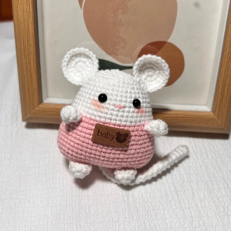 Crochet Keychain, Cute Couple Mouse Key Chain Car Key Ring Pendant Plush School Bag Keychains