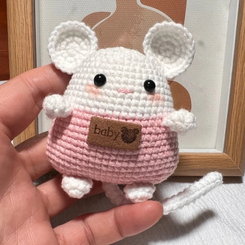 Crochet Keychain, Cute Couple Mouse Key Chain Car Key Ring Pendant Plush School Bag Keychains