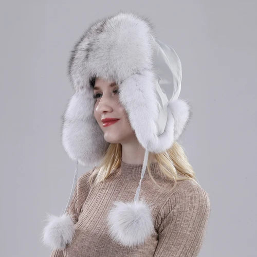Women Fox Fur Style Winter Hat