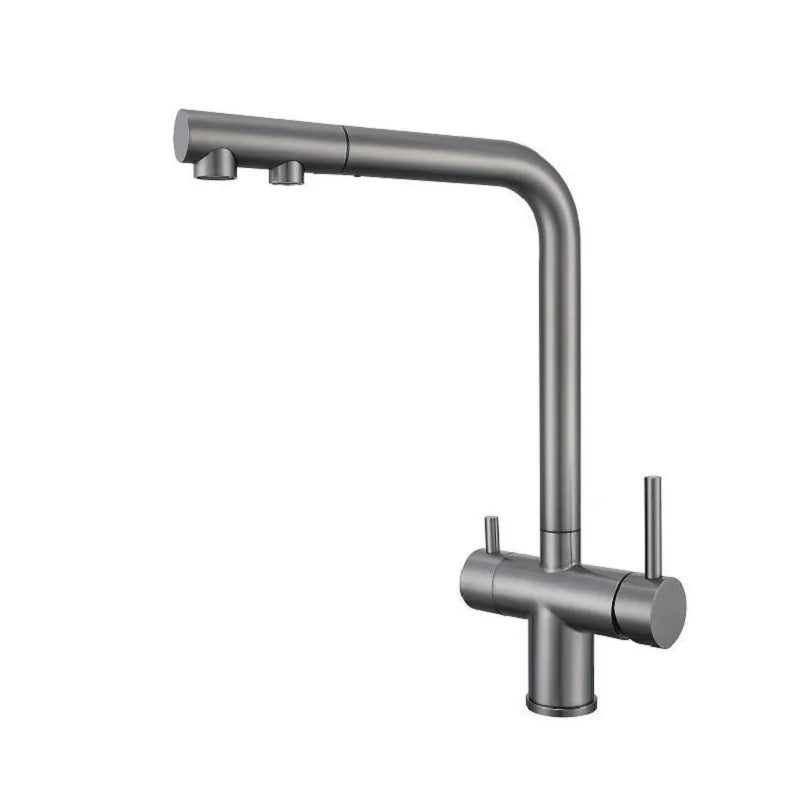 Stainless Steel Kitchen Sink Faucet- Pull Down Sprayer 2 Handle - Filter Purifier Faucet Dual Sprayer for Drinking