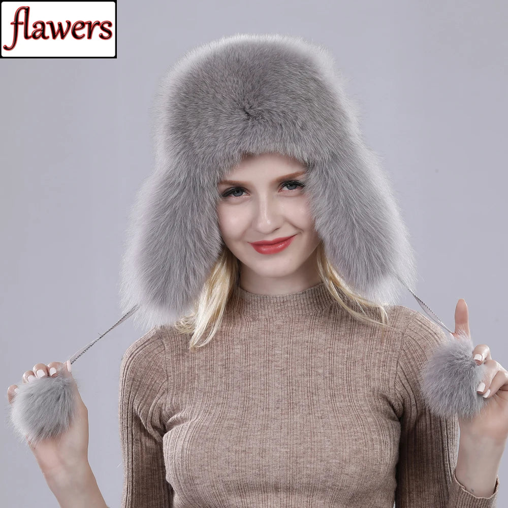 Women Fox Fur Style Winter Hat