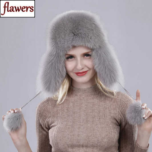 Women Fox Fur Style Winter Hat