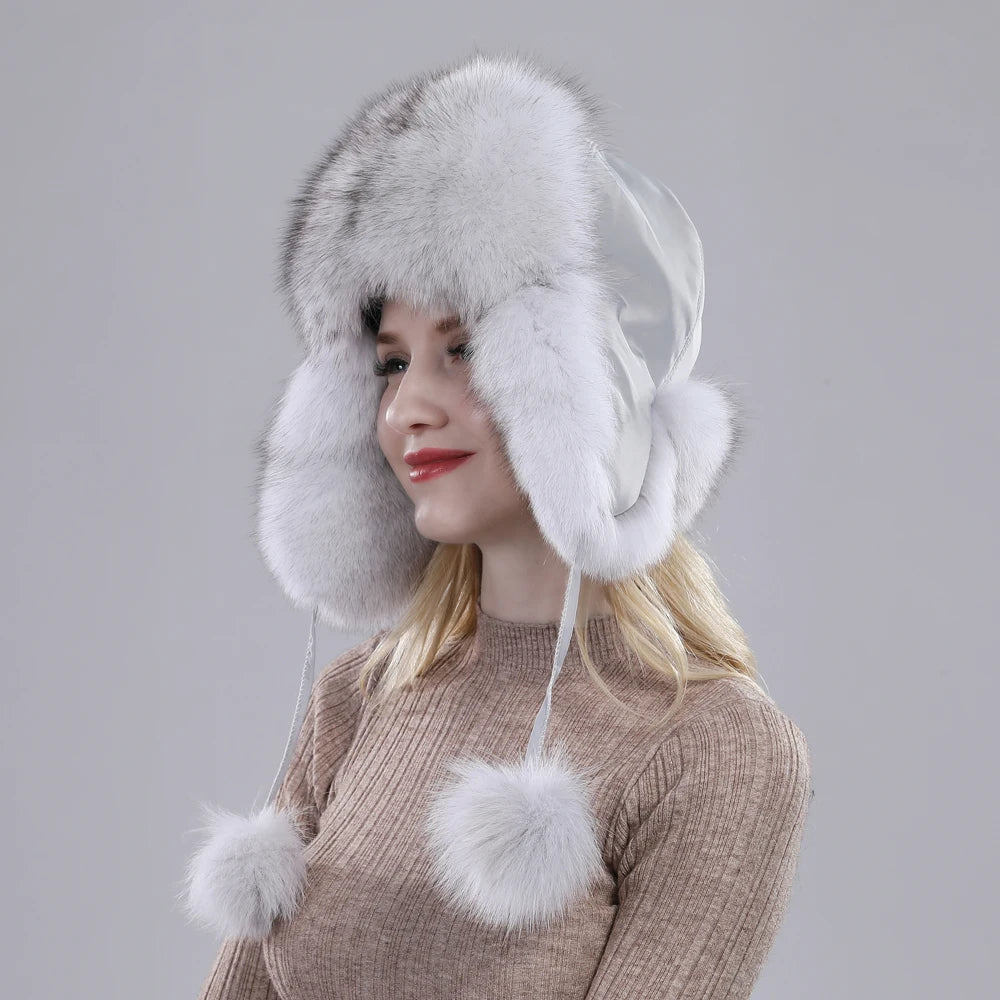 Women Fox Fur Style Winter Hat