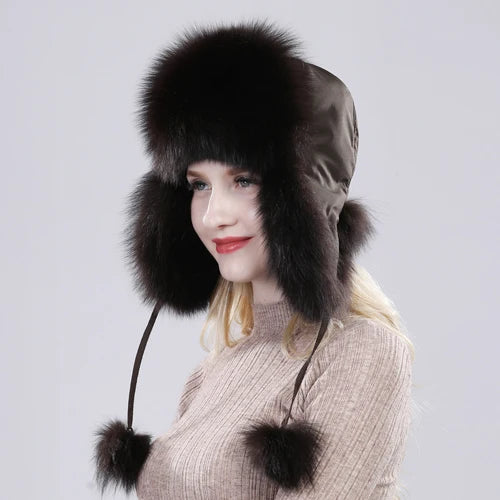 Women Fox Fur Style Winter Hat