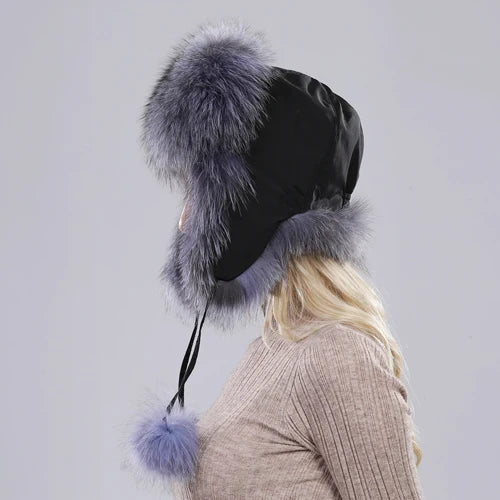 Women Fox Fur Style Winter Hat