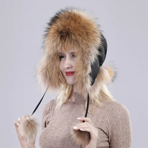 Women Fox Fur Style Winter Hat